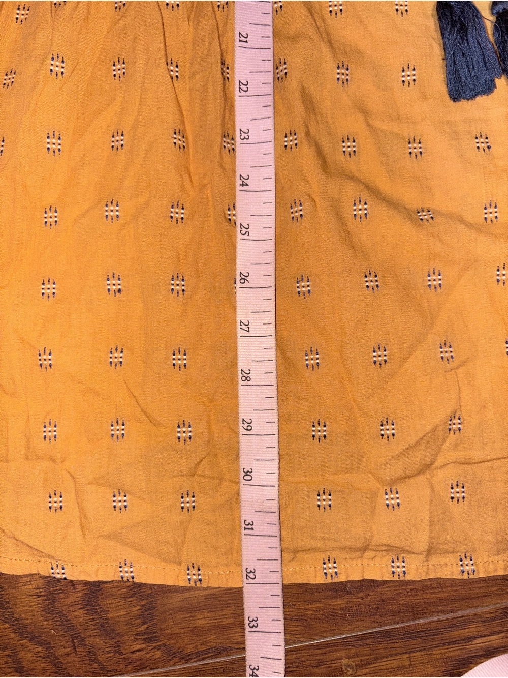 Tantrums Blouse Womens XXL Mustard Embroidered Boho Peasant Tassel Folk Top - Picture 10 of 10